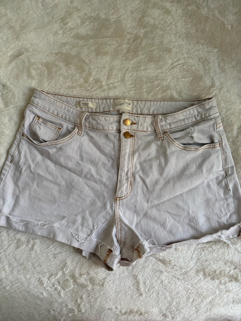 Universal Thread Light Beige High-Rise Denim Shorts